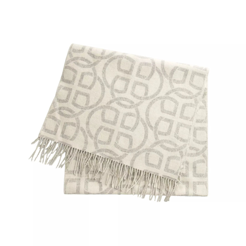 G Patterned Wool Scarf, Cream