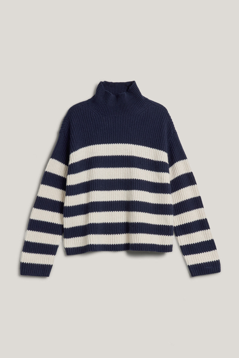 Breton Stand Collar Jumper, Evening Blue