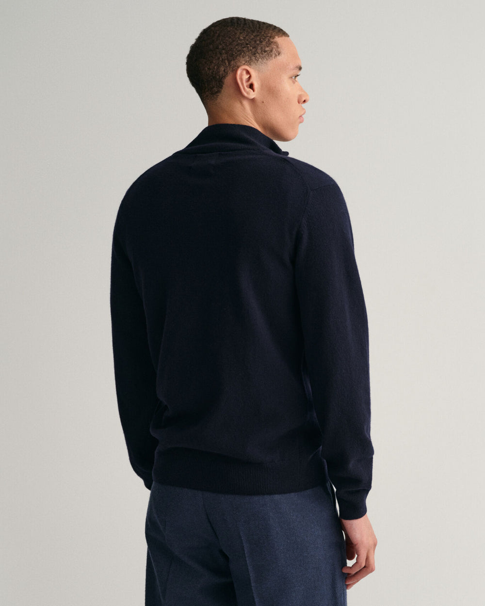 Superfine Lambswool Half-Zip Sweater, Marine