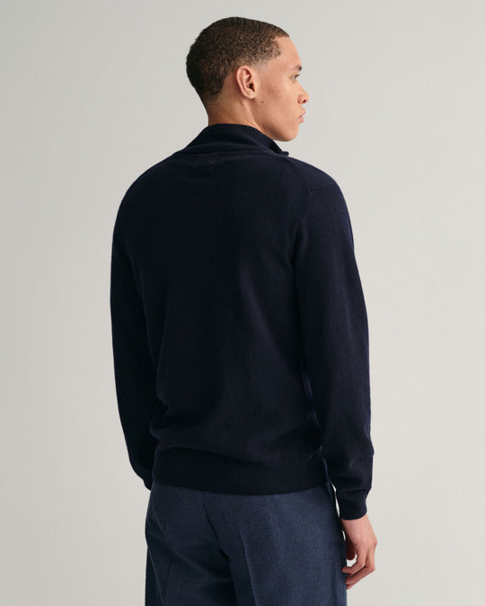 Superfine Lambswool Half-Zip Sweater, Marine