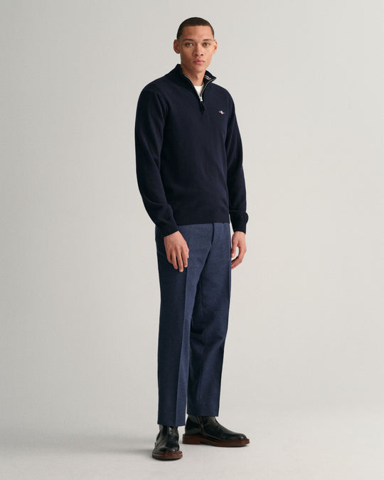 Superfine Lambswool Half-Zip Sweater, Marine