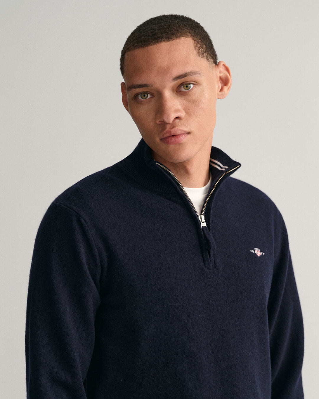 Superfine Lambswool Half-Zip Sweater, Marine