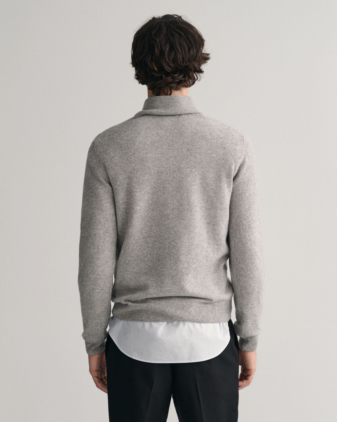 Superfine Lambswool Half-Zip Sweater, Grey Melange