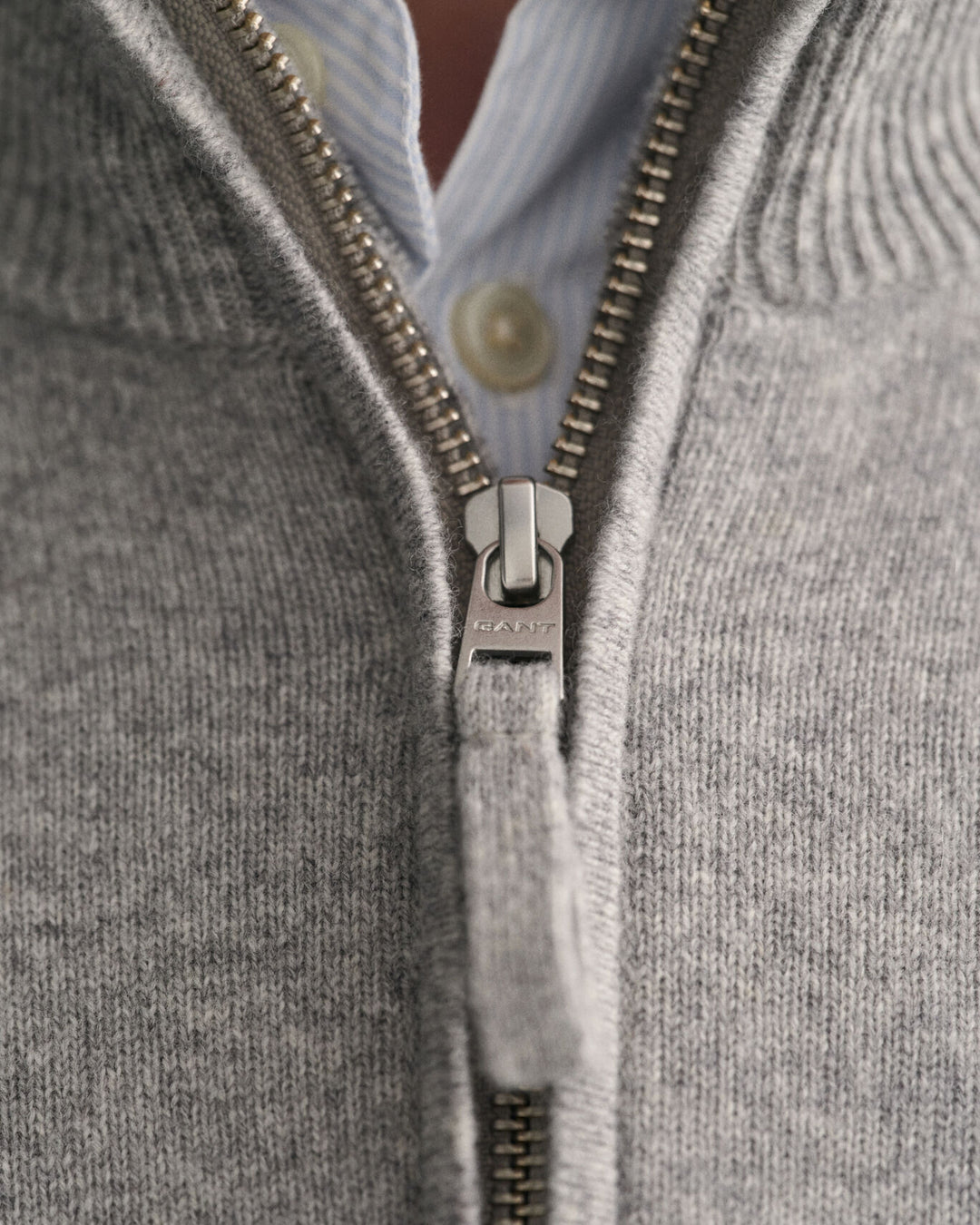 Superfine Lambswool Half-Zip Sweater, Grey Melange