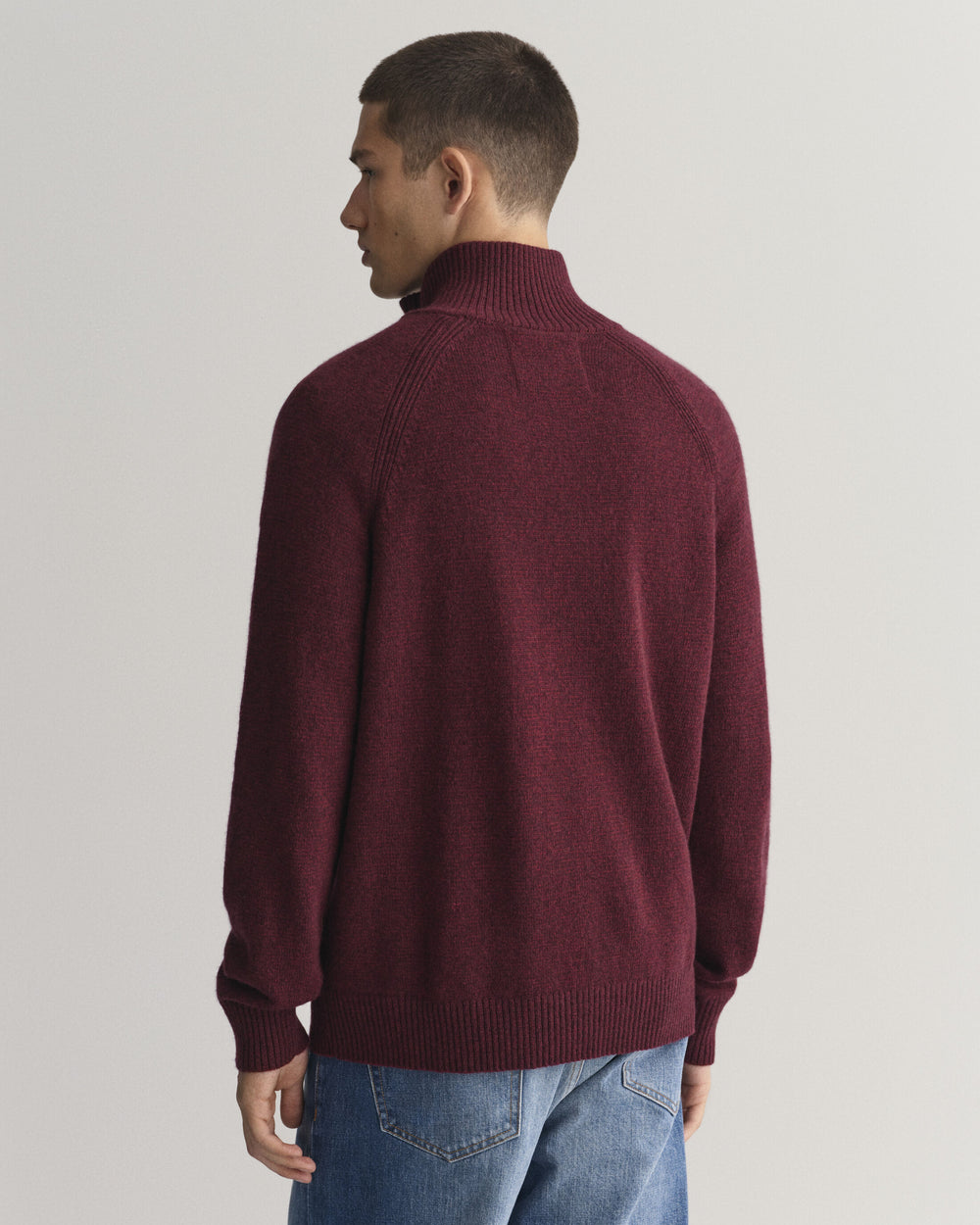 Bicolored Half-Zip Sweater Bordeaux Melange