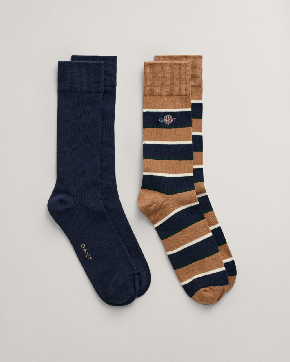 2-Pack Stripe Socks Gift Box Warm Khaki