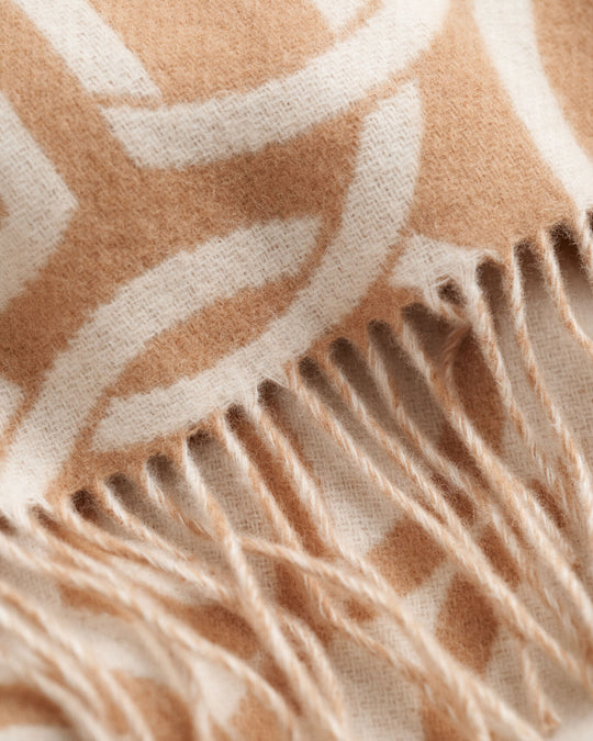 G Patterned Wool Scarf, Caramel Beige