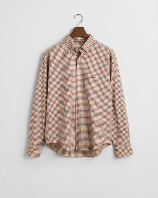 Regular Fit Tattersall Jaspé Shirt, Caramel Beige