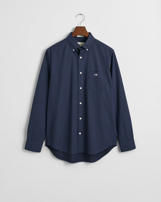 Regular Fit Micro Print Shirt, Evening Blue