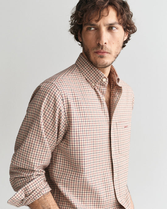 Regular Fit Tattersall Jaspé Shirt, Caramel Beige