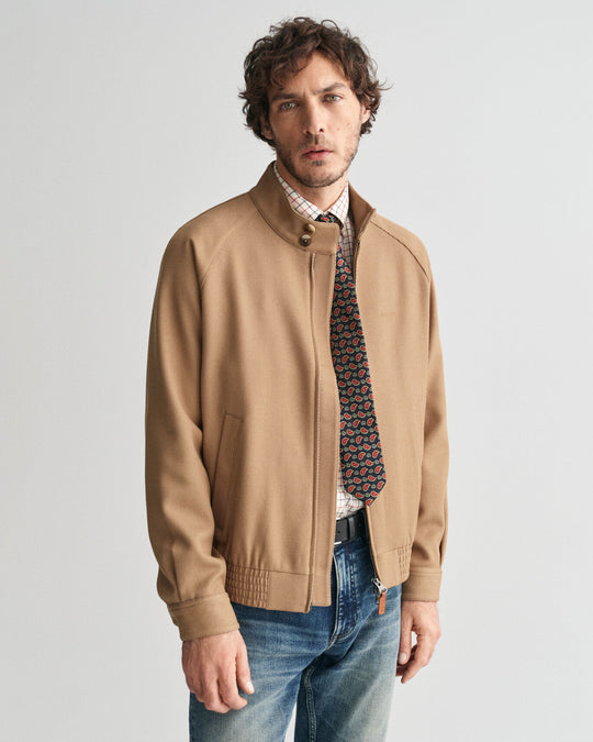 Wool Blend Harrington Jacket, Warm Khaki