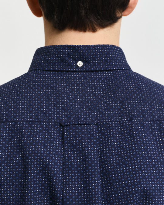 Regular Fit Micro Print Shirt, Evening Blue