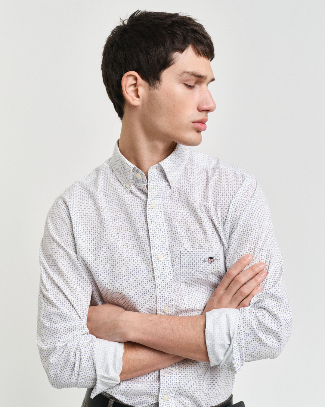 Regular Fit Micro Print Shirt, Eggshell