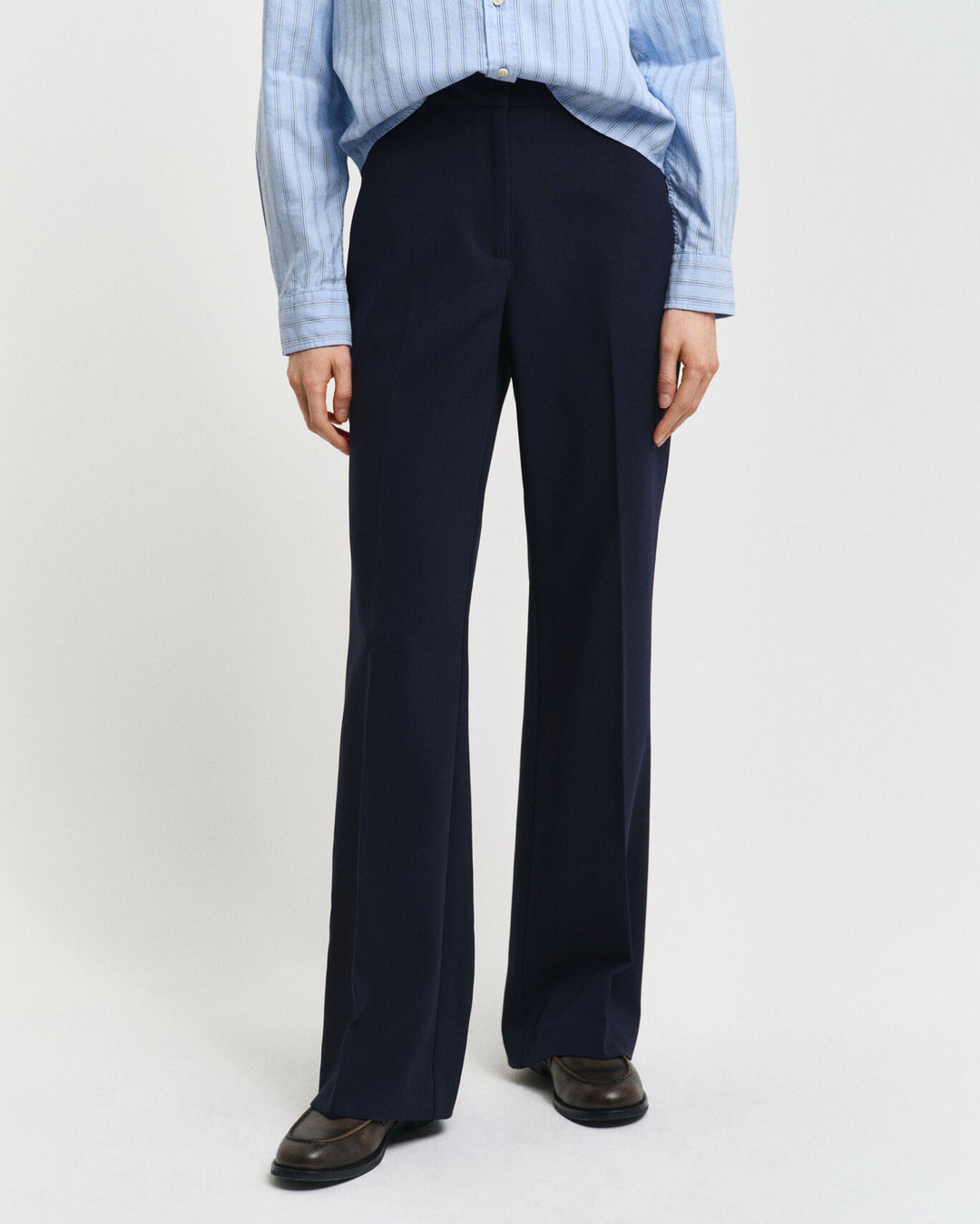 Slim Fit Flared Slacks, Evening Blue