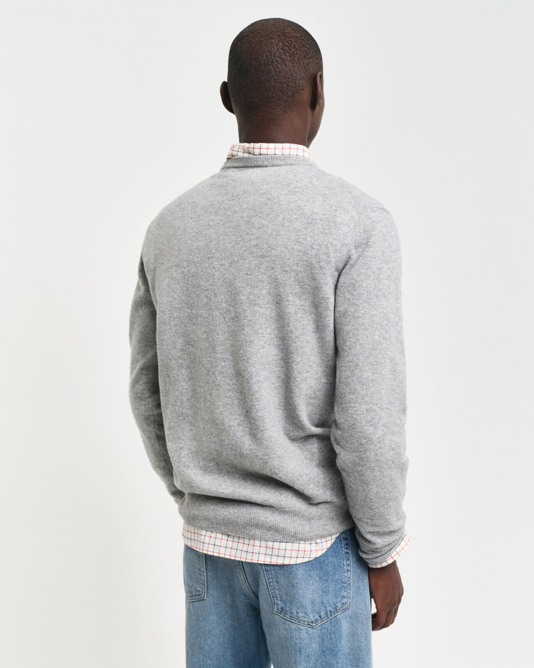 Superfine Lambswool Crew Neck Sweater, Grey Melange