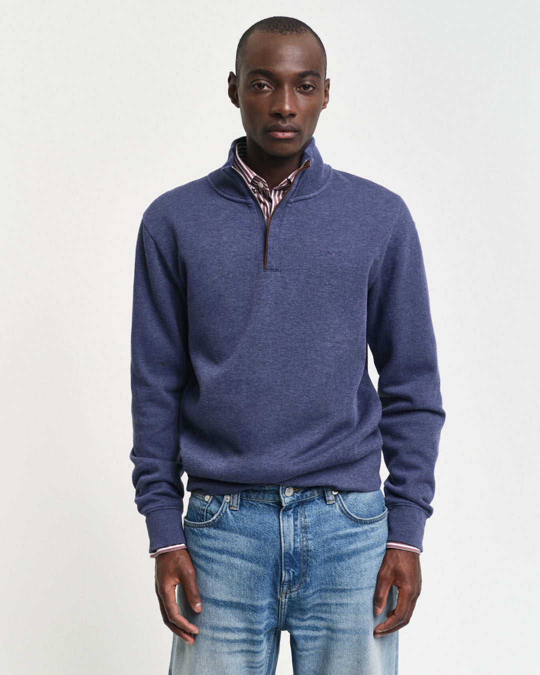 Sacker Rib Half-Zip Sweatshirt, Dark Jeansblue Melange