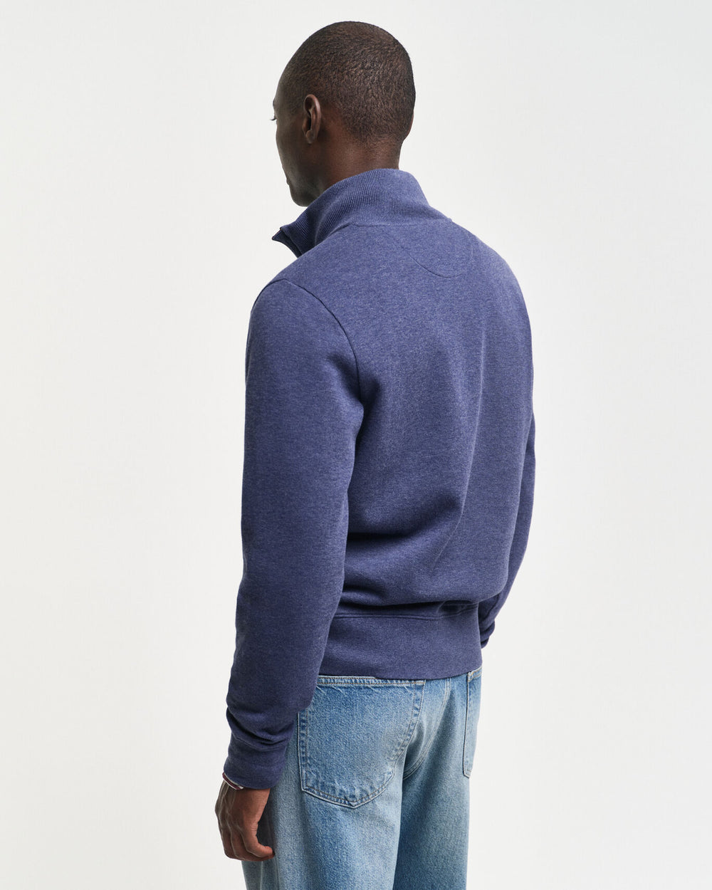 Sacker Rib Half-Zip Sweatshirt, Dark Jeansblue Melange