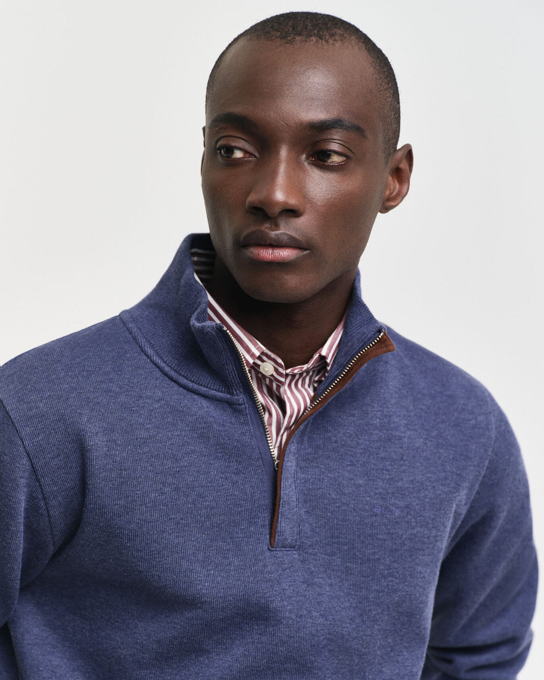 Sacker Rib Half-Zip Sweatshirt, Dark Jeansblue Melange