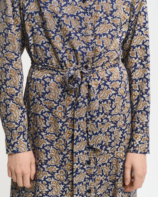 Paisley Shirt Dress, Persian Blue