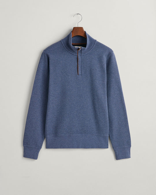 Sacker Rib Half-Zip Sweatshirt, Dark Jeansblue Melange