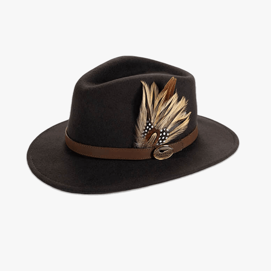The classic countryside Fedora is a hand-crafted brown Fedora made from 100% wool felt.