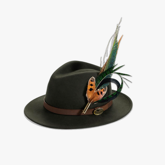 The classic countryside Fedora is a hand-crafted green Fedora made from 100% wool felt.