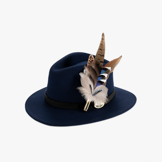 The classic countryside Fedora is a hand-crafted navy Fedora made from 100% wool felt.