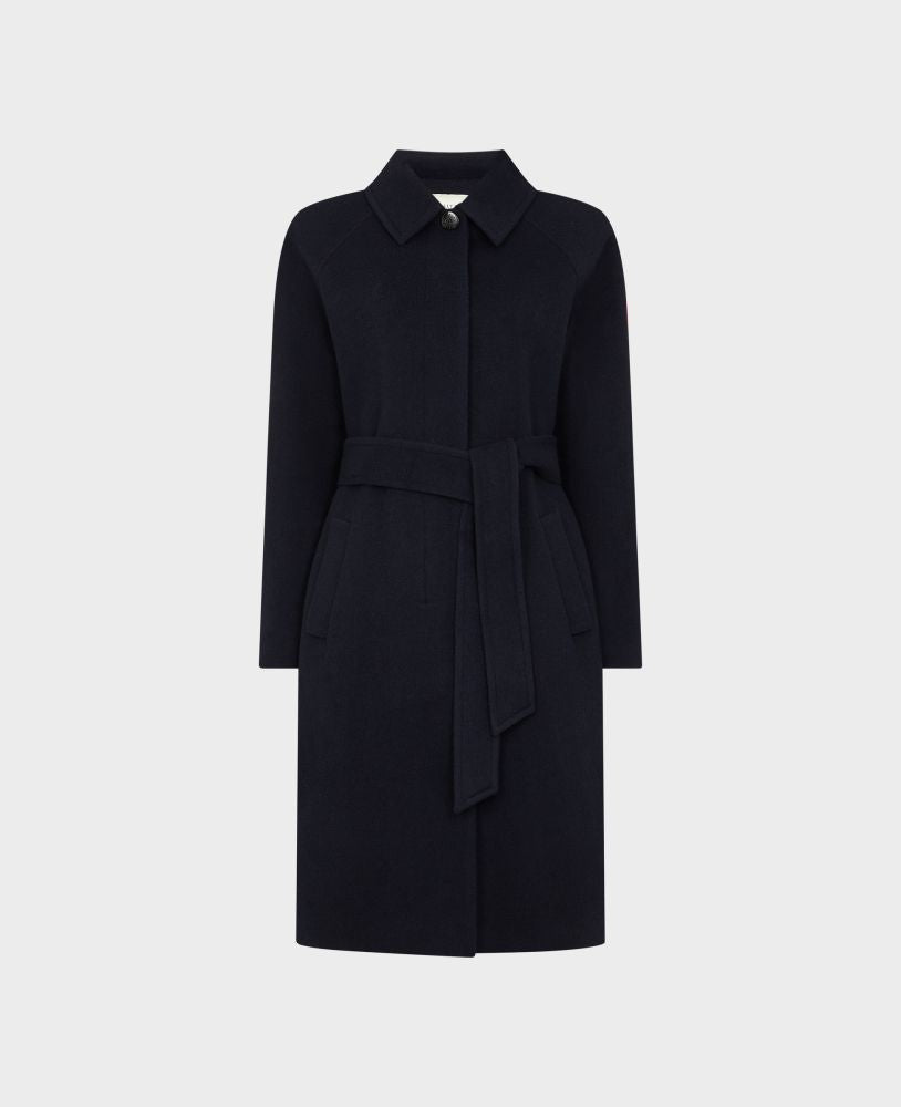The Belted Wool Blend Coat in Navy is guaranteed to keep you looking stylish this Autumn. With its relaxed fit and single-breasted shape, this coat is simple, yet sophisticated.