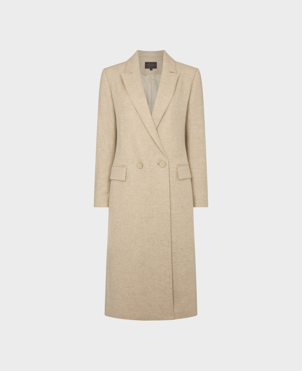 Wrap yourself in modern elegance with the Double-Breasted Wool Coat, exquisitely in 100% Luxury Scottish Lambswool. It effortlessly exudes charm, sophistication, and unparalleled style, making it a must-have addition to your autumn wardrobe.
