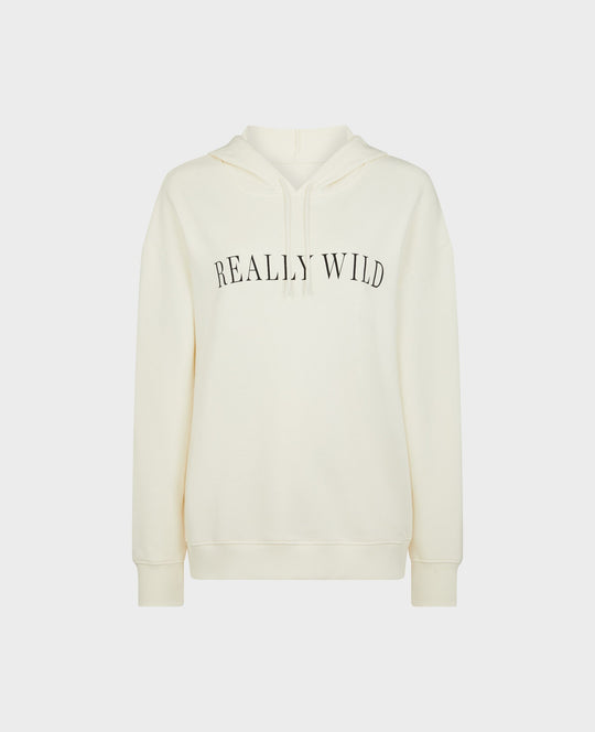 Snuggle up in our 100% organic cotton Really Wild logo print hoodie this season, in cool, neutral cream.