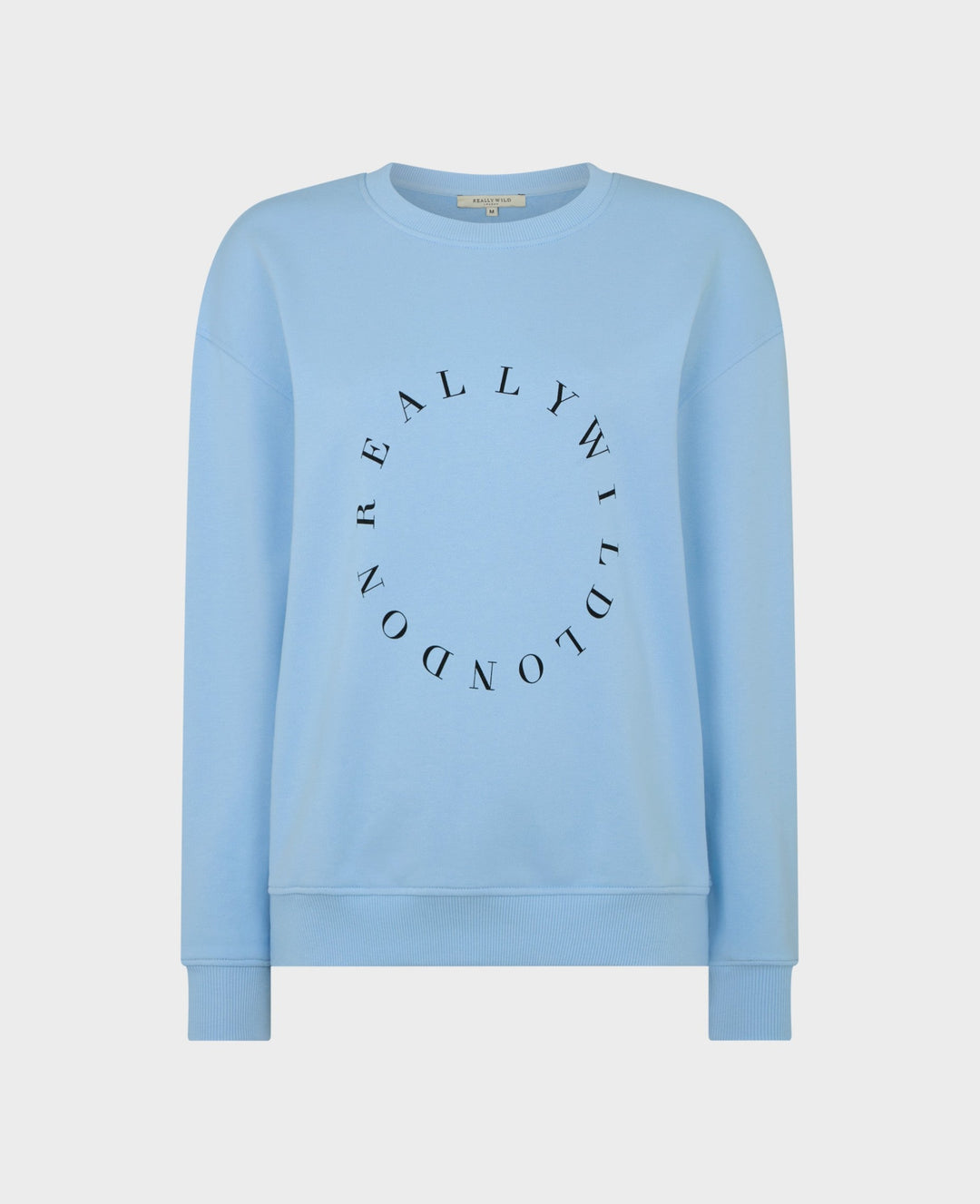 Our Really Wild logo print sweatshirt comes in 100% organic cotton and in pale blue. Perfect for pairing with denim.