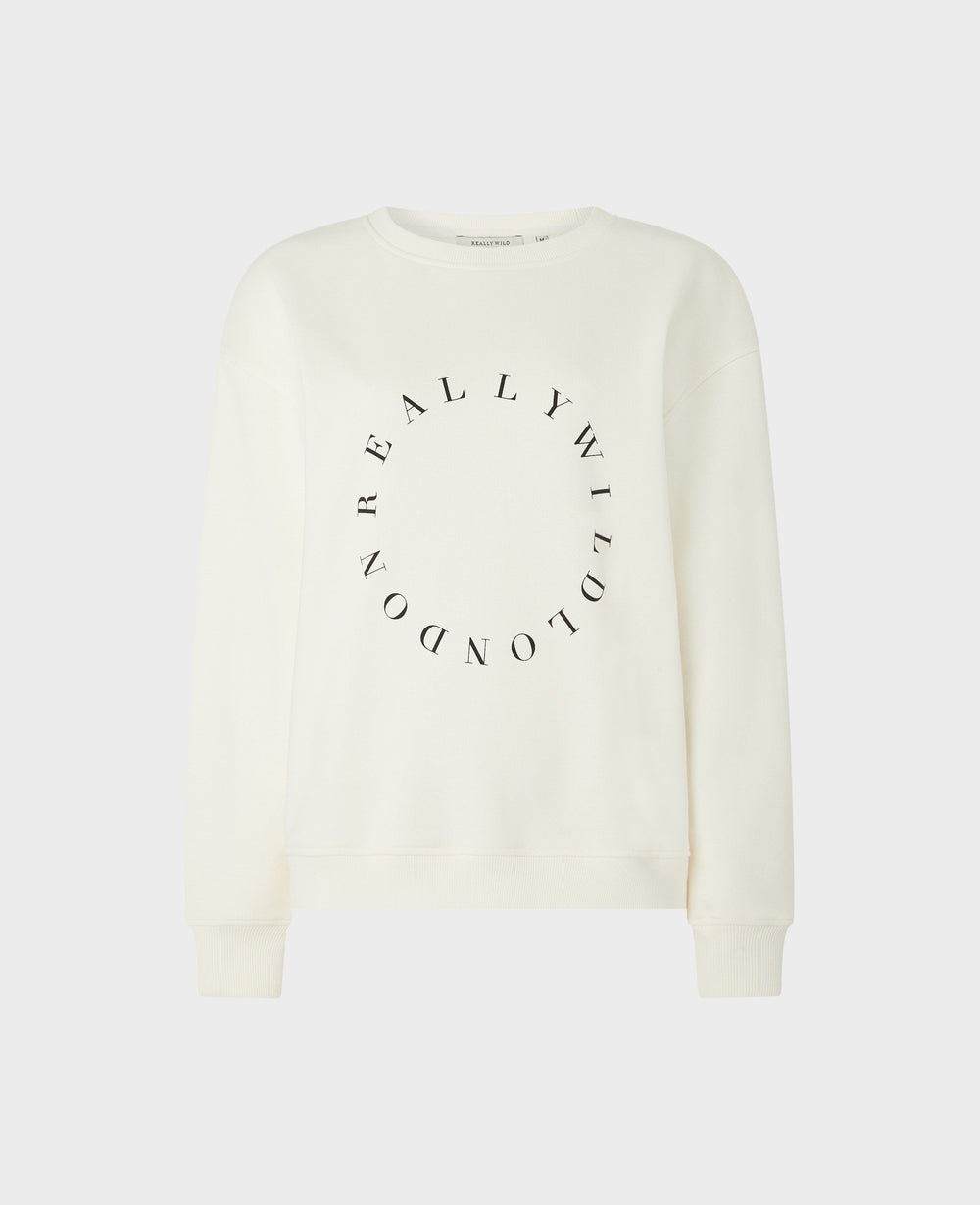 Our Really Wild logo print sweatshirt comes in 100% organic cotton and in cream. Perfect for pairing with denim.
