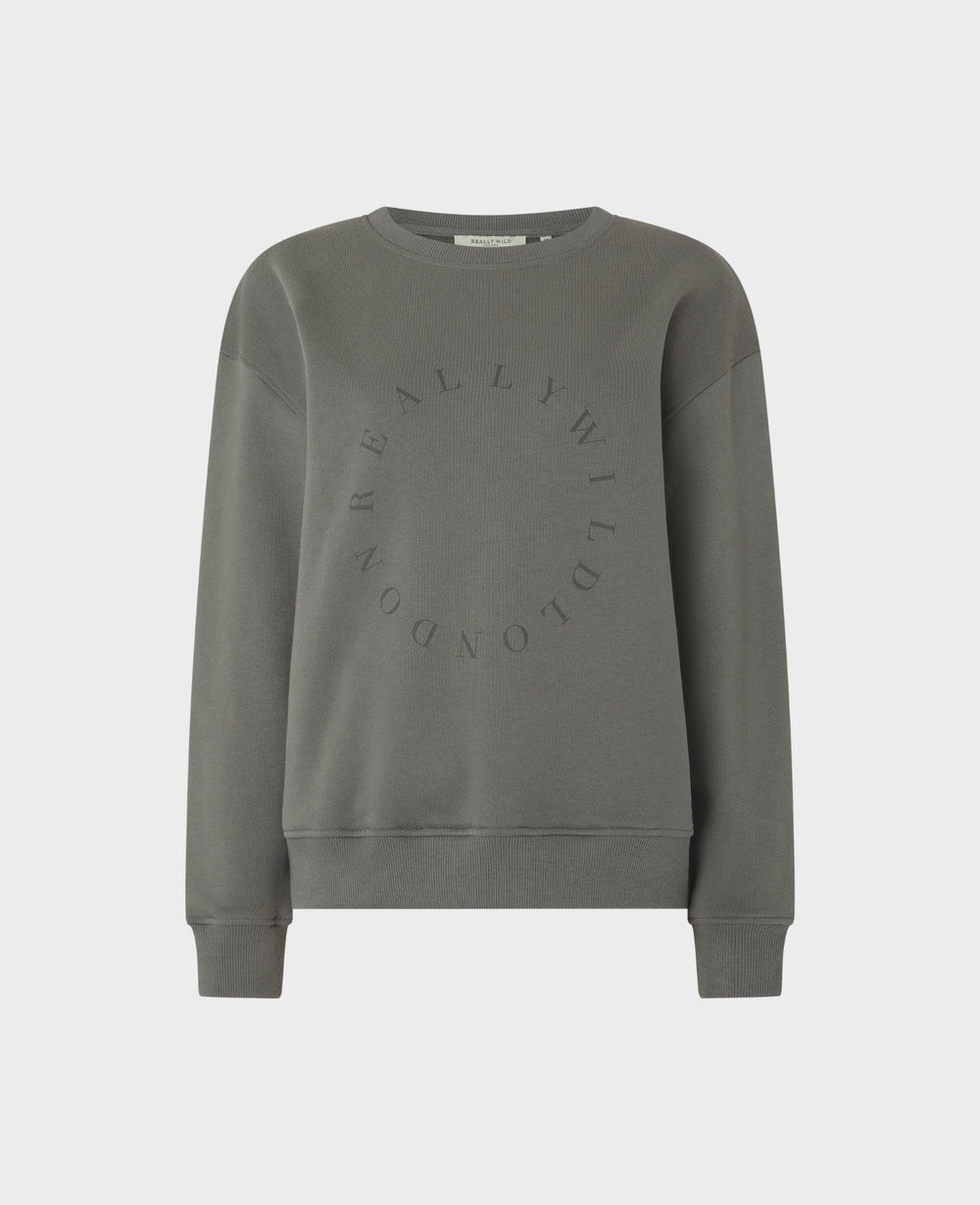Our Really Wild logo print sweatshirt comes in 100% organic cotton and in grey. Perfect for pairing with denim.
