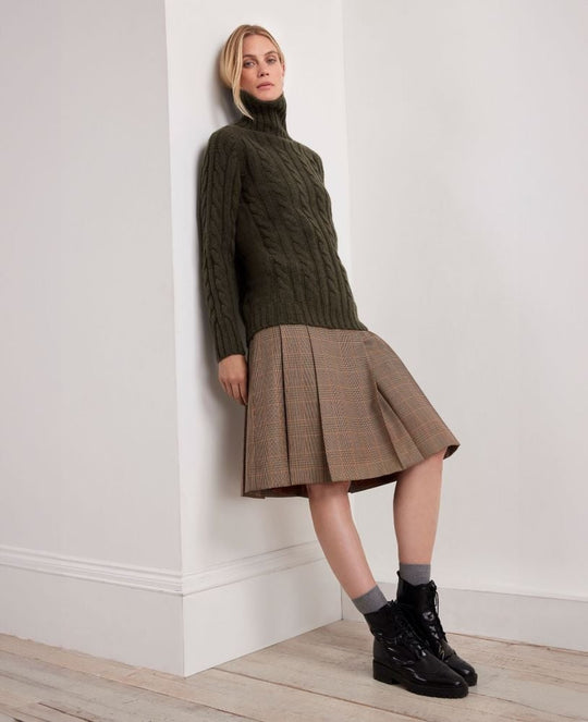Sienna Wool Pleated Skirt Brown