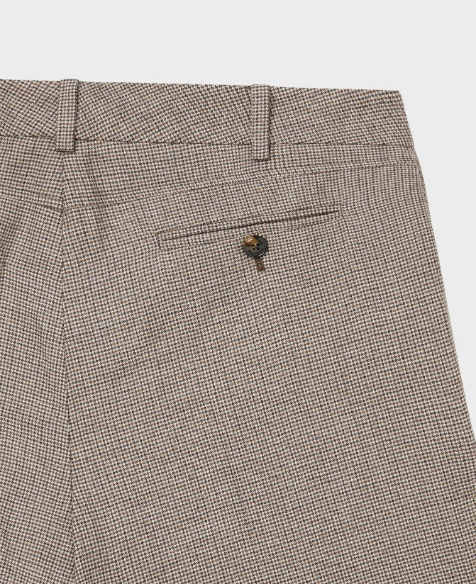 Turn Up Trousers Navy Brown Dogtooth
